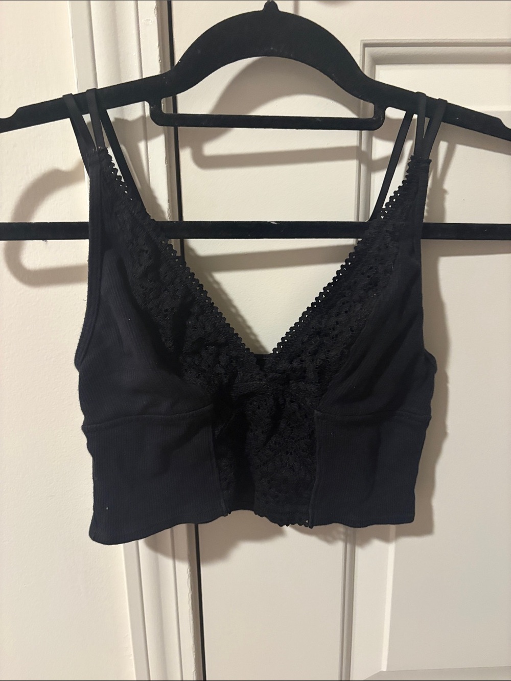 Black Lace-Trim Bralette - aerie